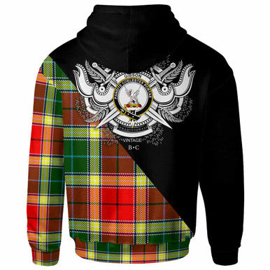 Scottish Gibson Clan Crest Tartan Hoodie - Military Logo Back Side Tartan Plaid