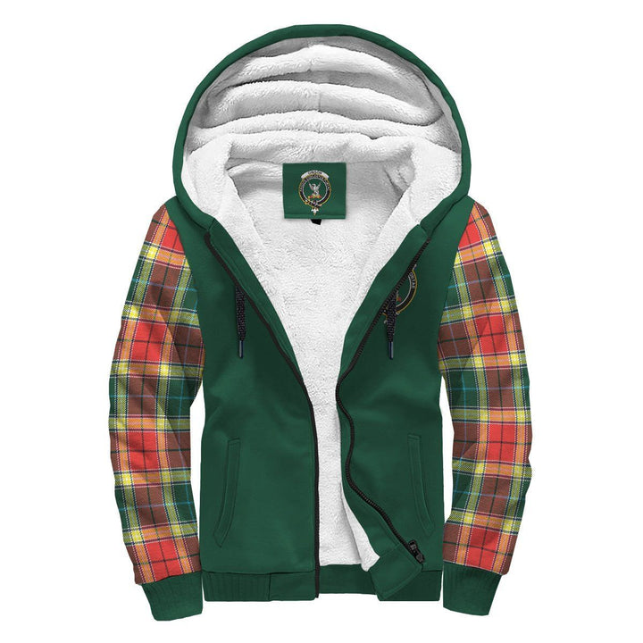 Scottish Gibson Clan Crest Tartan Plaid Sleeve Sherpa Hoodie