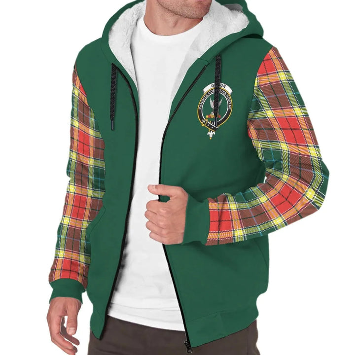 Scottish Gibson Clan Crest Tartan Plaid Sleeve Sherpa Hoodie