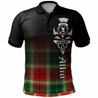 Scottish Gibson Clan Crest Tartan Polo Shirt - Alba Gu Brath Family Crest Celtic Inspired Front Side Tartan Plaid