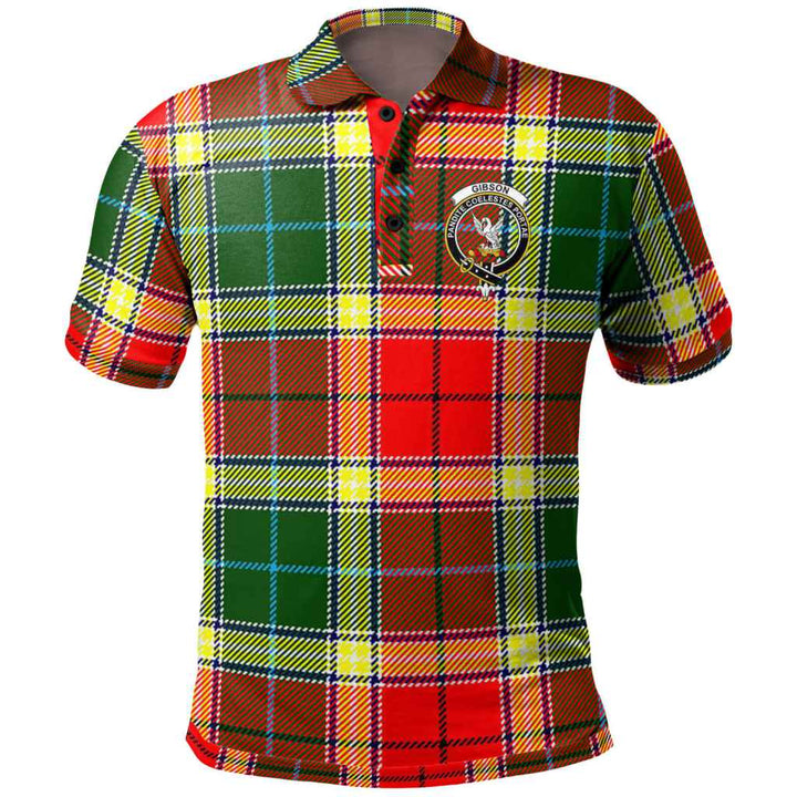 Scottish Gibson Clan Crest Tartan Polo Shirt Front Side Tartan Plaid