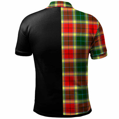 Scottish Gibson Clan Crest Tartan Polo Shirt - Half in Me Back Side Tartan Plaid