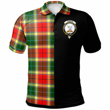 Scottish Gibson Clan Crest Tartan Polo Shirt - Half in Me Front Side Tartan Plaid