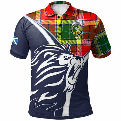 Scottish Gibson Clan Crest Tartan Polo Shirt - Scottish Flag With Lion Front Side Tartan Plaid