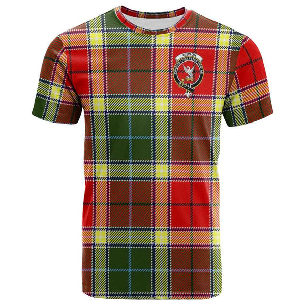 Scottish Gibson Clan Crest Tartan T-Shirt Front Side Tartan Plaid