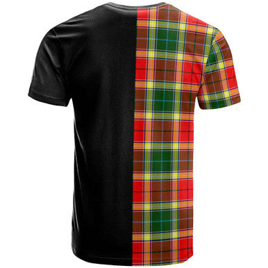 Scottish Gibson Clan Crest Tartan T-Shirt Half in Me Back Side Tartan Plaid