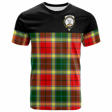 Scottish Gibson Clan Crest Tartan T-Shirt - Horizontal Style Front Side Tartan Plaid
