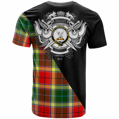 Scottish Gibson Clan Crest Tartan T-Shirt - Military Logo Back Side Tartan Plaid