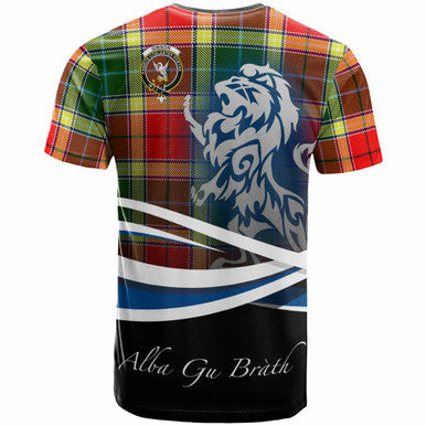 Scottish Gibson Clan Crest Tartan T-Shirt - Scotland Lion Back Side Tartan Plaid