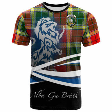 Scottish Gibson Clan Crest Tartan T-Shirt - Scotland Lion Front Side Tartan Plaid