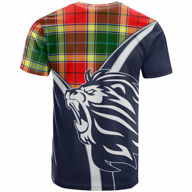 Scottish Gibson Clan Crest Tartan T-Shirt - Scottish Flag With Lion Back Side Tartan Plaid