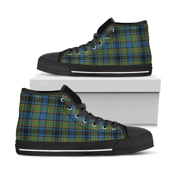 Scottish Gillies Ancient Clan Tartan High Top Shoes Black Sole Tartan Plaid