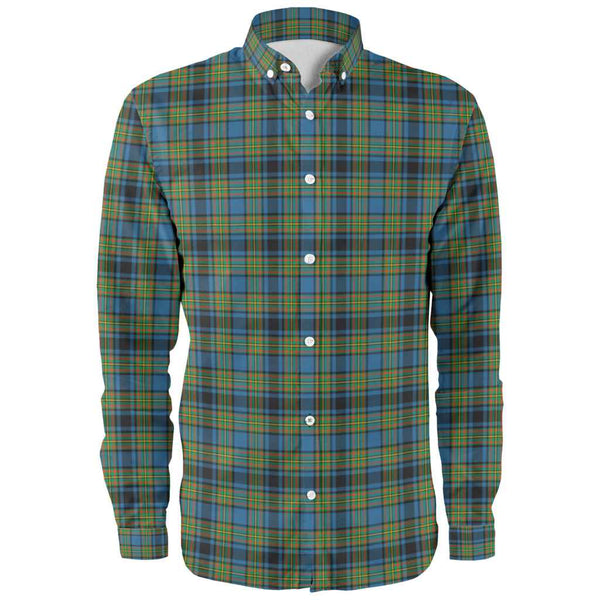 Scottish Gillies Ancient Clan Tartan Long Sleeve Shirt Front Side Tartan Plaid
