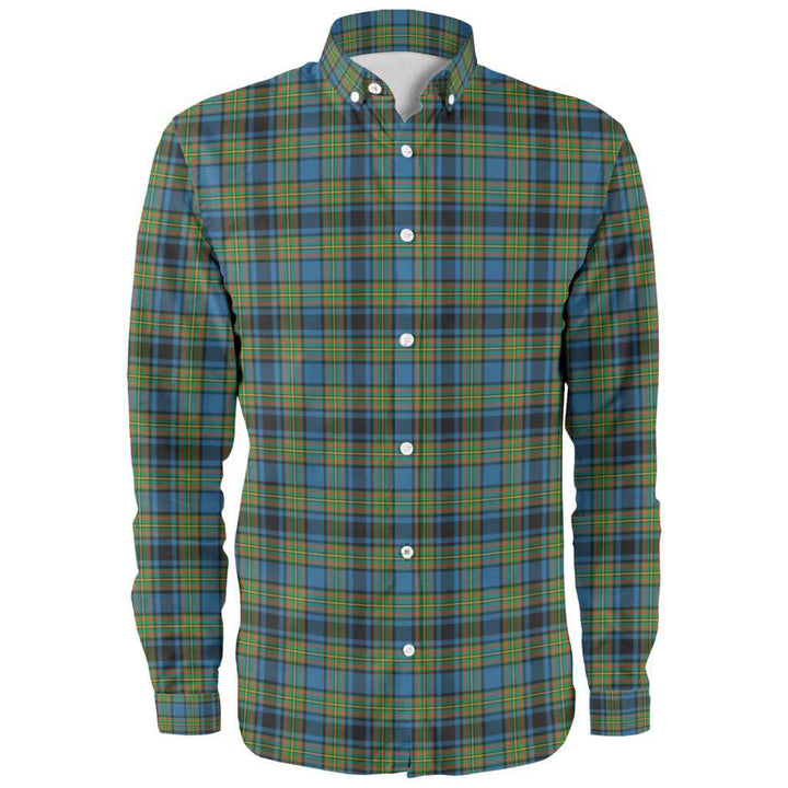 Scottish Gillies Ancient Clan Tartan Long Sleeve Shirt Front Side Tartan Plaid