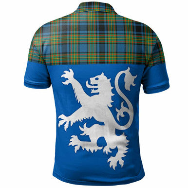 Scottish Gillies Ancient Clan Tartan Polo Shirt - Lion Rampant of Scotland With Flag Back Side Tartan Plaid