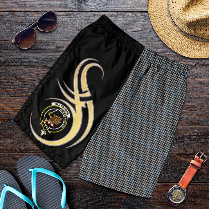 Scottish Gladstone Clan Crest Tartan Believe in Me Men's Shorts