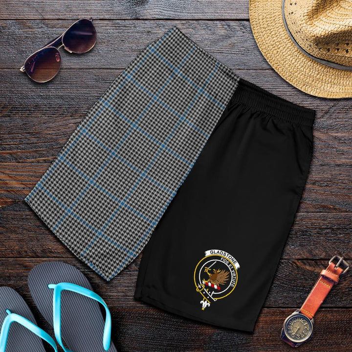 Scottish Gladstone Clan Crest Tartan Half of Me Men's Shorts