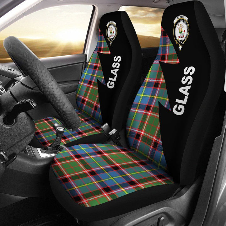Scottish Glass Clan Crest Tartan Car Seat Covers - Flash Style 1