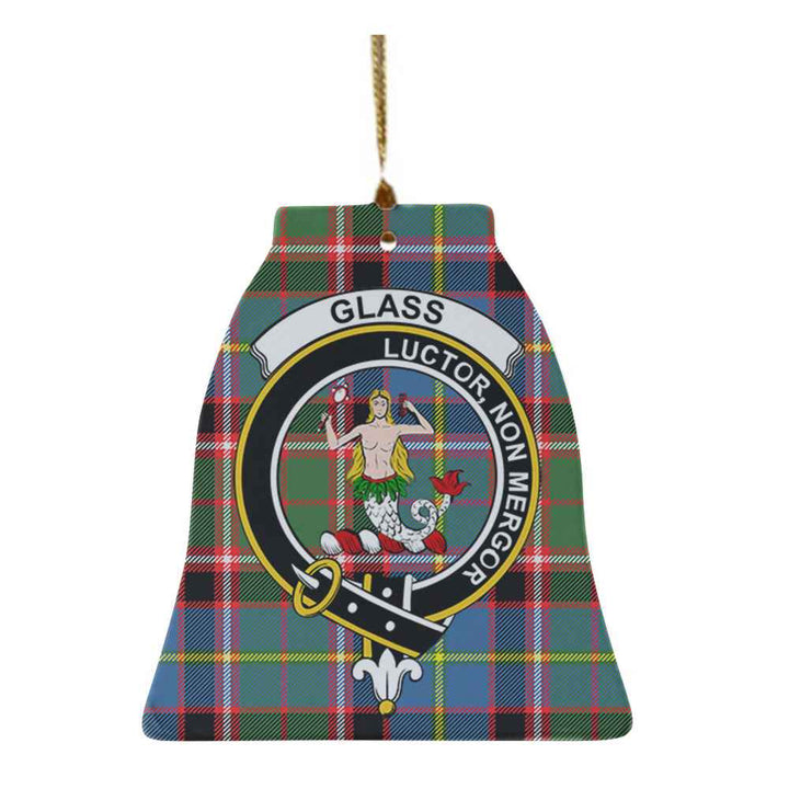 Scottish Glass Clan Crest Tartan Ceramic Ornament Bell Shape Tartan Plaid