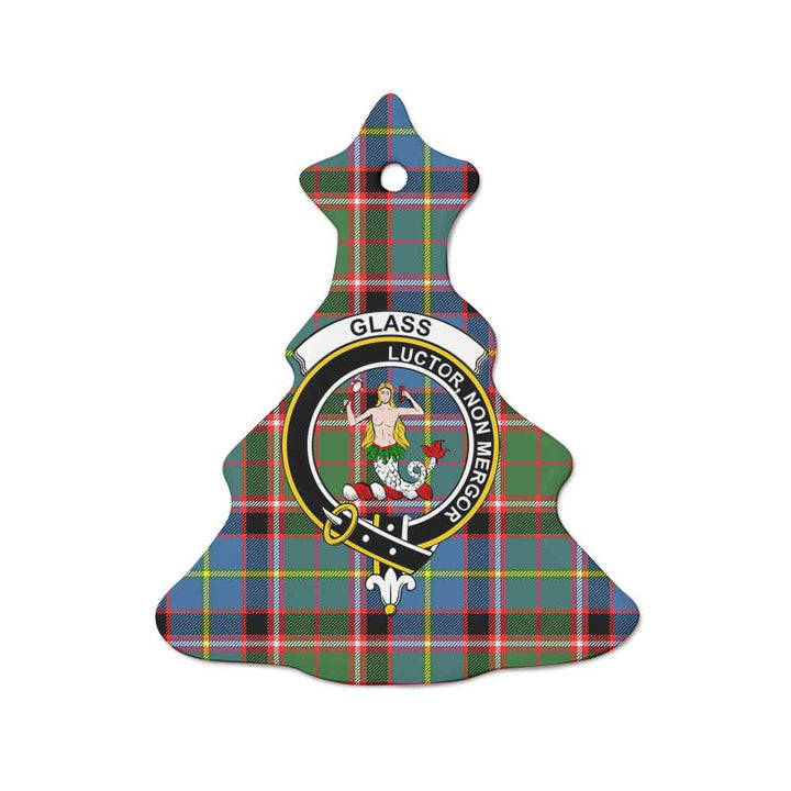 Scottish Glass Clan Crest Tartan Ceramic Ornament Tree Shape Tartan Plaid