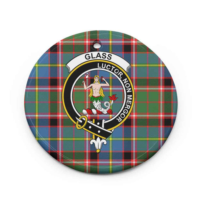 Scottish Glass Clan Crest Tartan Ceramic Ornament Circle Shape Tartan Plaid