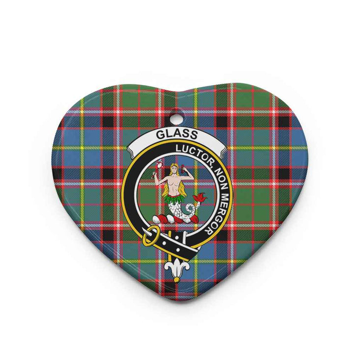 Scottish Glass Clan Crest Tartan Ceramic Ornament Heart Shape Tartan Plaid