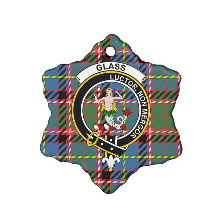 Scottish Glass Clan Crest Tartan Ceramic Ornament Snow Flake Shape Tartan Plaid