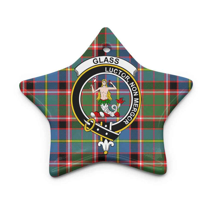 Scottish Glass Clan Crest Tartan Ceramic Ornament Star Shape Tartan Plaid