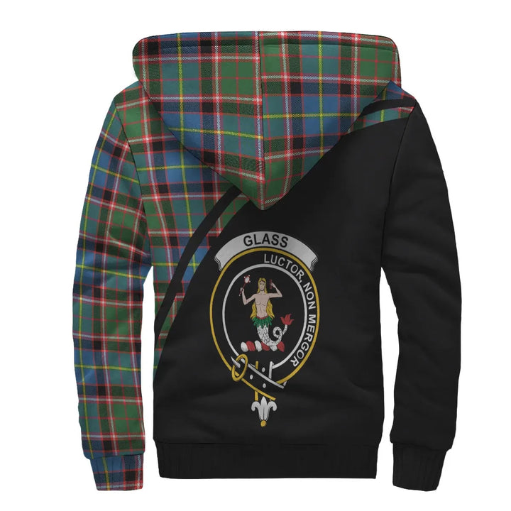 Scottish Glass Clan Crest Tartan Curve Sherpa Hoodie