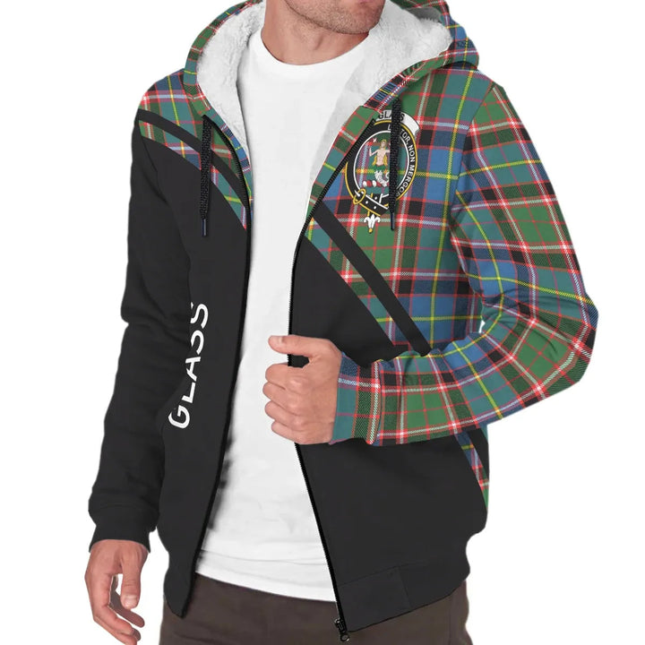 Scottish Glass Clan Crest Tartan Curve Sherpa Hoodie