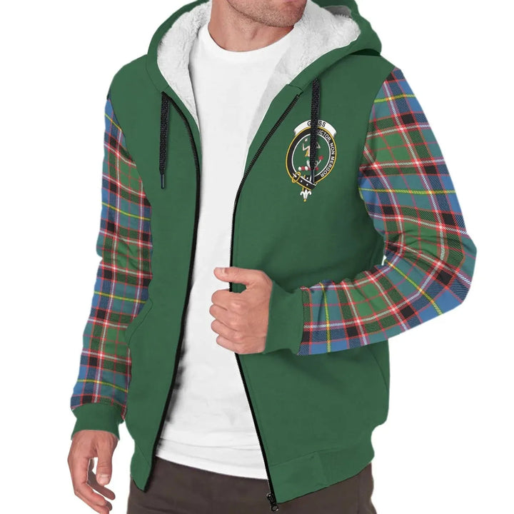 Scottish Glass Clan Crest Tartan Plaid Sleeve Sherpa Hoodie