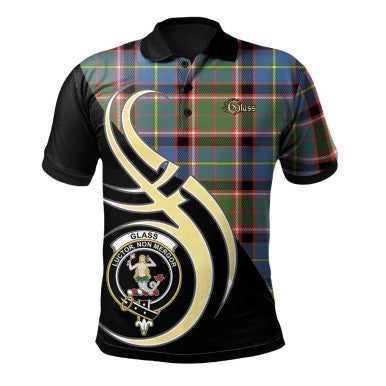 Scottish Glass Clan Crest Tartan Polo Shirt Believe in Me Front Side Tartan Plaid