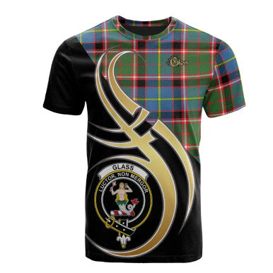 Scottish Glass Clan Crest Tartan T-Shirt Believe in Me Front Side Tartan Plaid