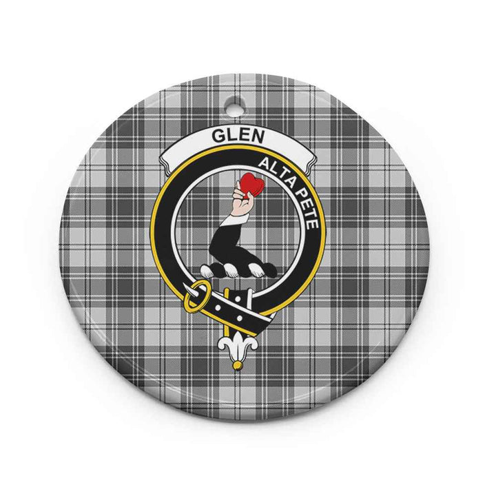 Scottish Glen Clan Crest Tartan Ceramic Ornament Circle Shape Tartan Plaid