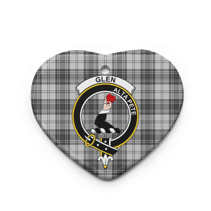 Scottish Glen Clan Crest Tartan Ceramic Ornament Heart Shape Tartan Plaid