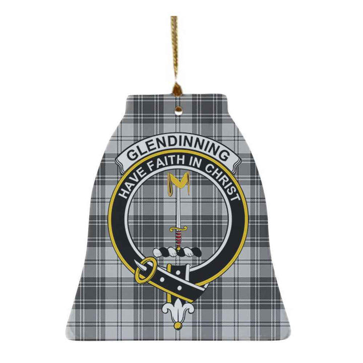 Scottish Glendinning Clan Crest Tartan Ceramic Ornament Bell Shape Tartan Plaid