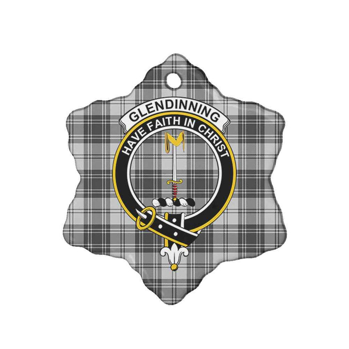 Scottish Glendinning Clan Crest Tartan Ceramic Ornament Snow Flake Shape Tartan Plaid