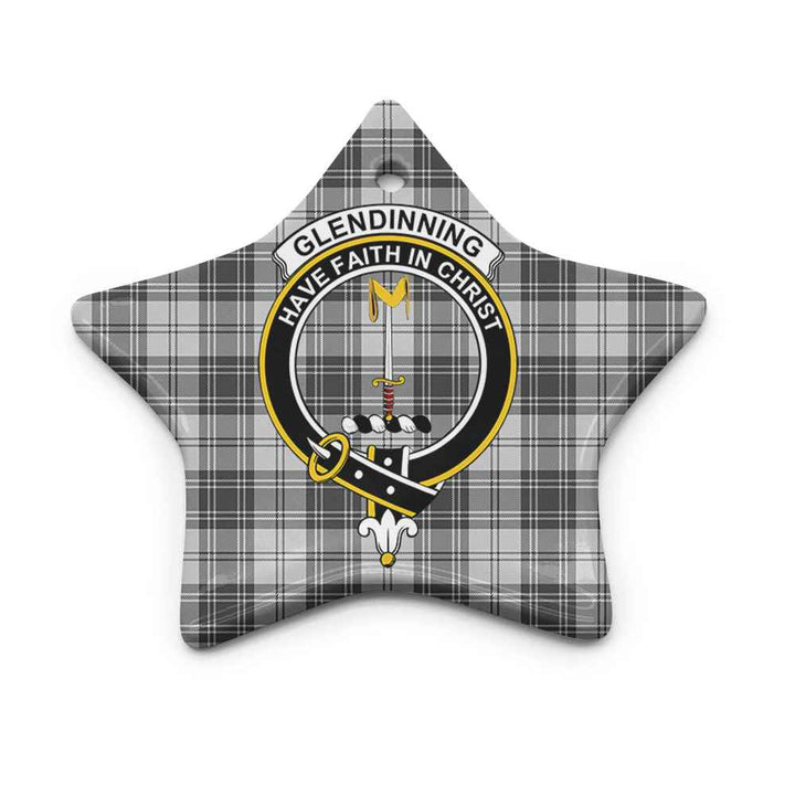 Scottish Glendinning Clan Crest Tartan Ceramic Ornament Star Shape Tartan Plaid