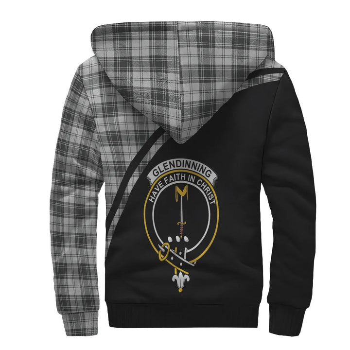 Scottish Glendinning Clan Crest Tartan Curve Sherpa Hoodie