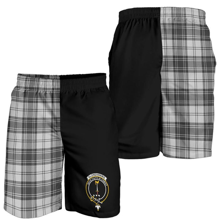 Scottish Glendinning Clan Crest Tartan Half of Me Men's Shorts