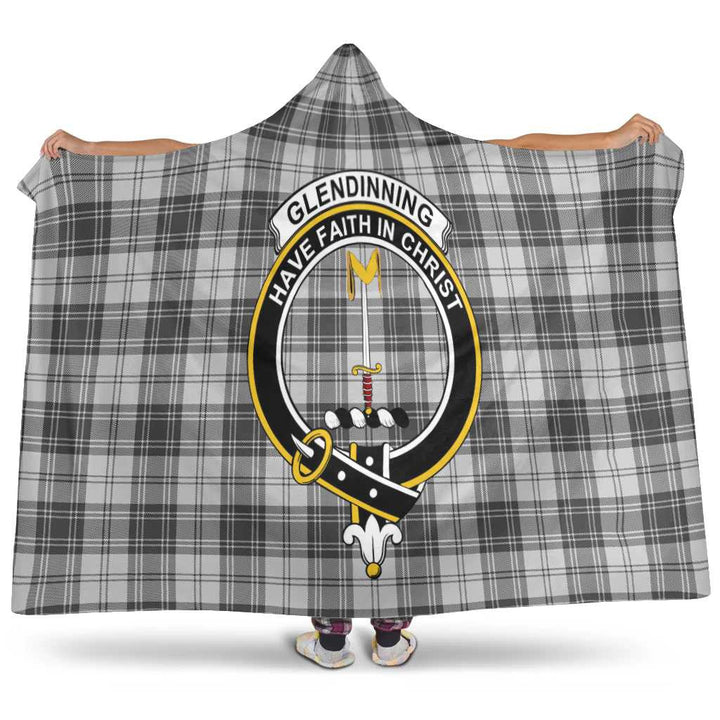 Scottish Glendinning Clan Crest Tartan Hooded Blanket Tartan Plaid 1