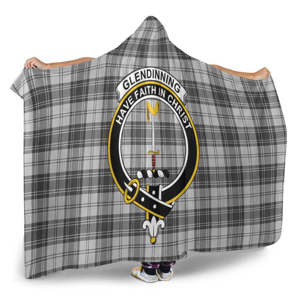 Scottish Glendinning Clan Crest Tartan Hooded Blanket Tartan Plaid 2