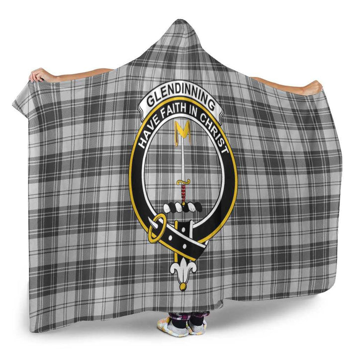 Scottish Glendinning Clan Crest Tartan Hooded Blanket Tartan Plaid 2