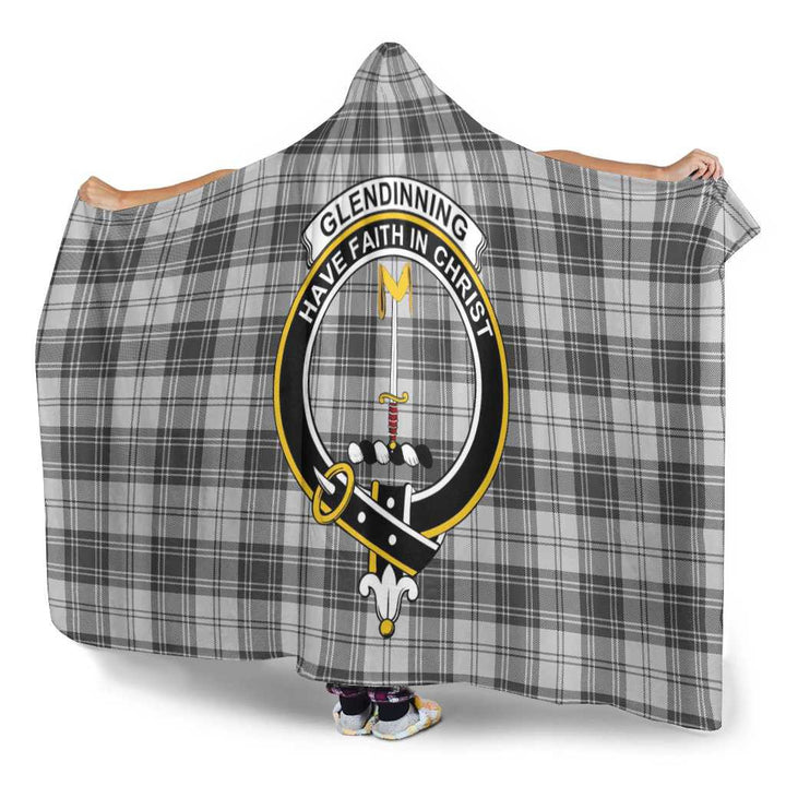 Scottish Glendinning Clan Crest Tartan Hooded Blanket Tartan Plaid 3