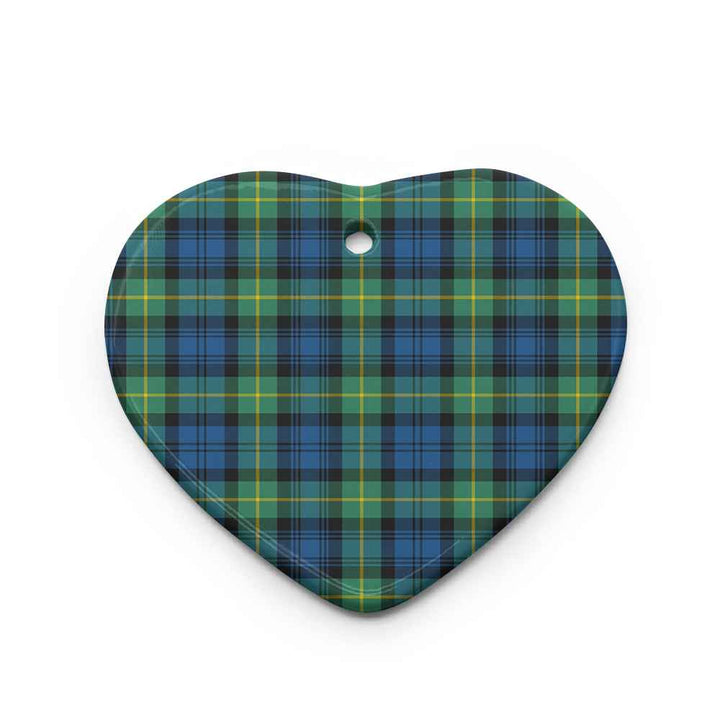 Scottish Gordon Ancient Clan Tartan Ceramic Ornament Heart Shape Tartan Plaid