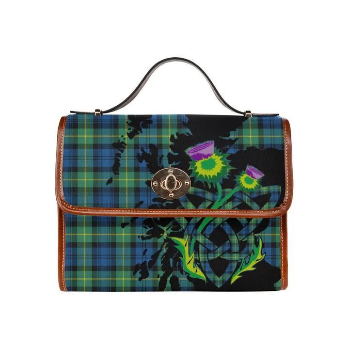Scottish Gordon Ancient Clan Tartan Waterproof Canvas Bag With Thistle Tartan Plaid 1