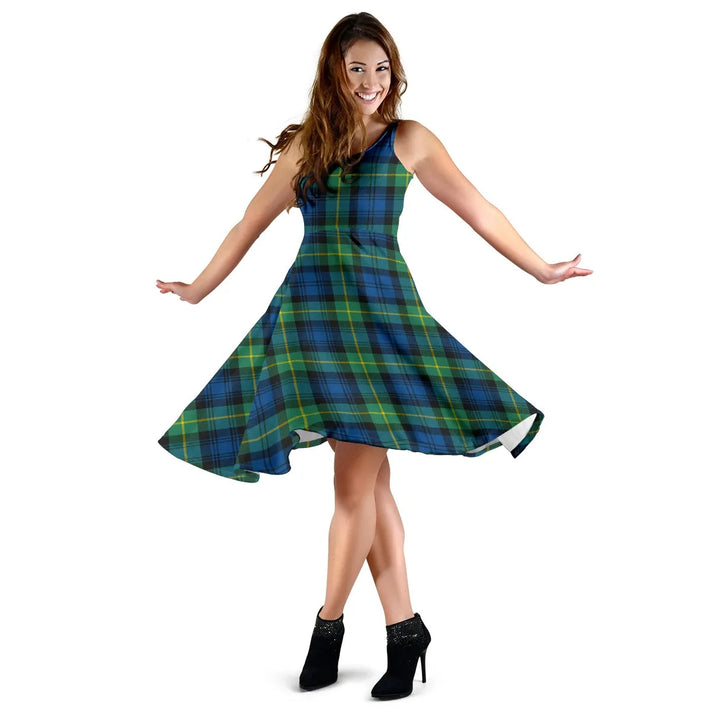 Scottish Gordon Ancient Clan Tartan Women Midi Dress