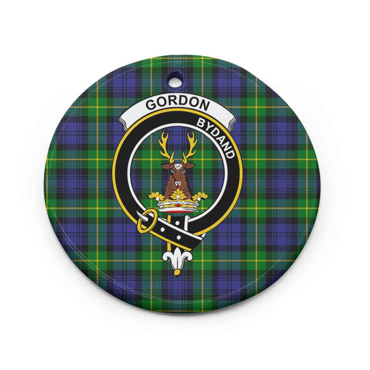 Scottish Gordon Clan Crest Tartan Ceramic Ornament Circle Shape Tartan Plaid