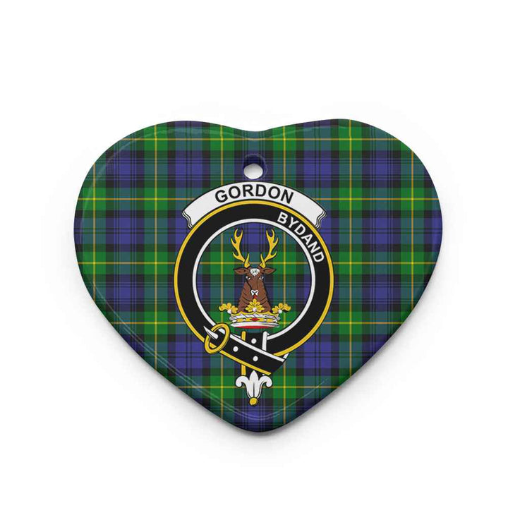 Scottish Gordon Clan Crest Tartan Ceramic Ornament Heart Shape Tartan Plaid