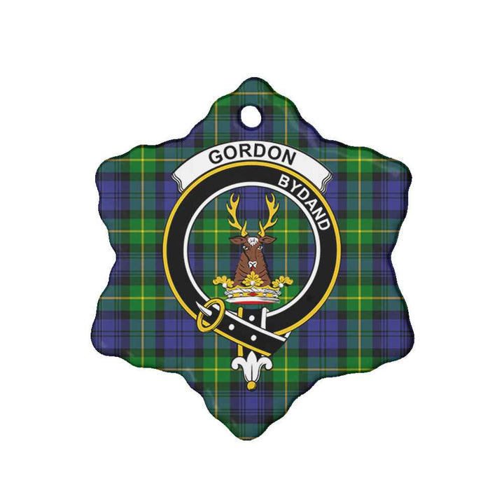 Scottish Gordon Clan Crest Tartan Ceramic Ornament Snow Flake Shape Tartan Plaid